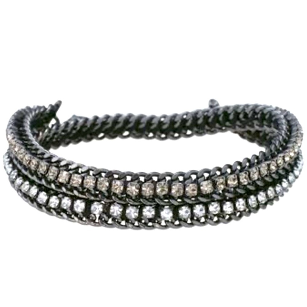 :: Stella & Dot Glimmering Double Wrap Rhinestone & Hematite Bracelet